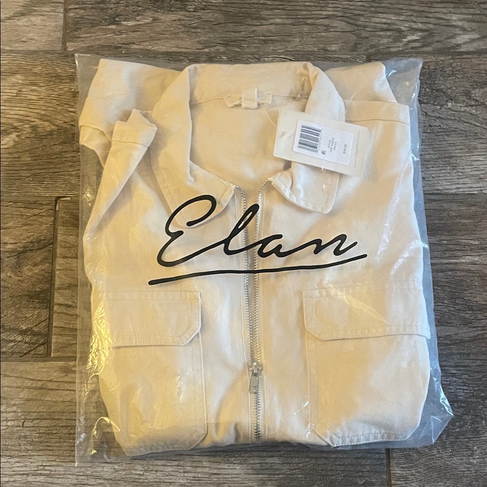 Elan Ivory Zip Woven Romper